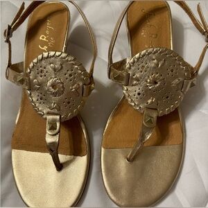 Jack Rogers Gold Heeled Sandals sz 8